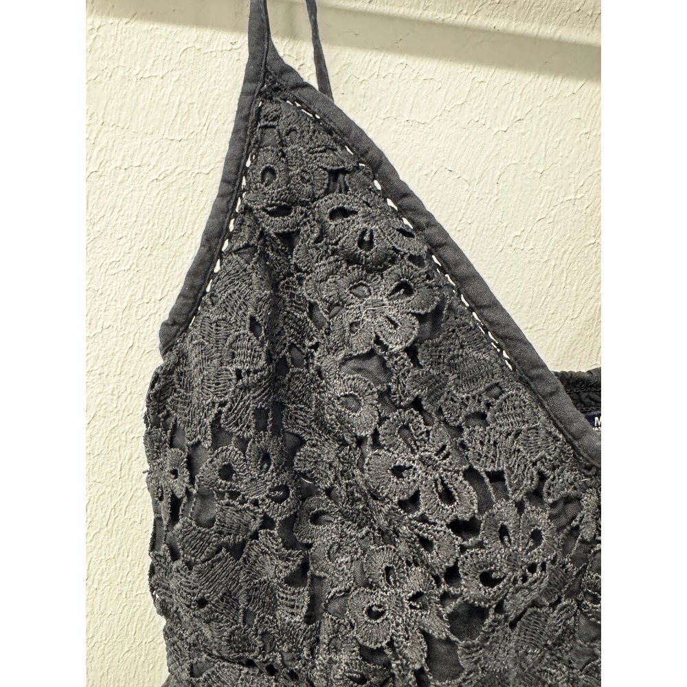 Abercrombie & Fitch Black Floral Lace Peplum Cami V-Neck Going Out Top Size M - Picture 11 of 16